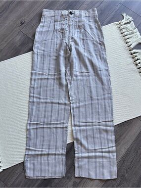 [SOLD] GANNI Striped Rayon Light Gray Tailored Trousers